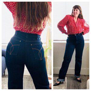 70s Vintage Jeans Key High Waist Straight Leg Denim Blue Jeans | Size 27 X 32